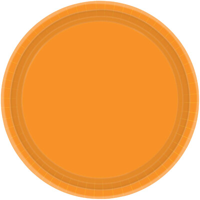 Pumpkin Orange 9in Round Paper Plates Pk 20