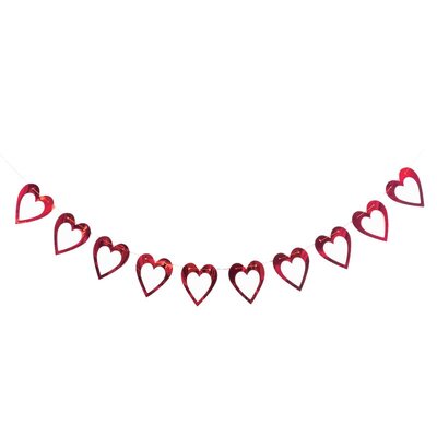 Red Foil Heart Garland Banner Decoration