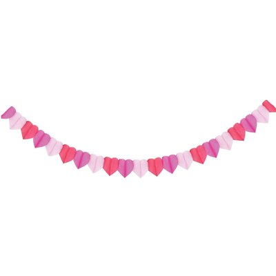 Valentine's Day Pink Hearts Paper Banner Decoration 3m