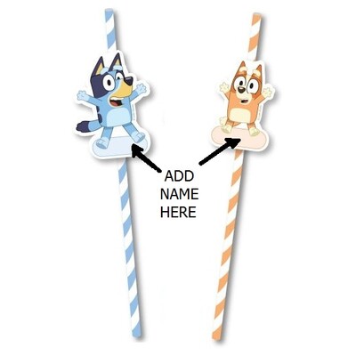 Bluey Paper Drinking Straws Pk 8