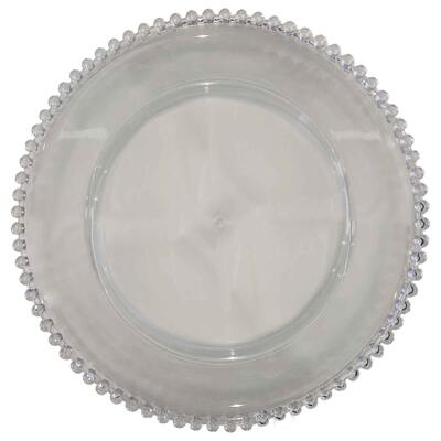 Clear Beaded Plastic Charger Plate 33cm