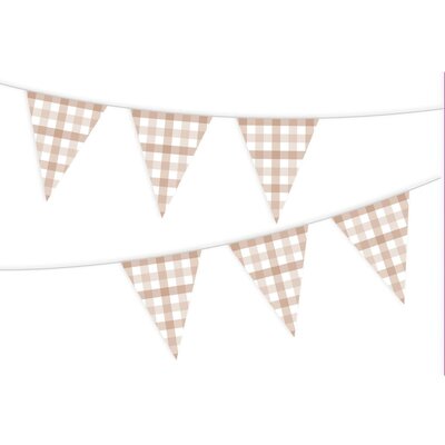 White Sand Gingham Bunting Pennant Banner 3.9m