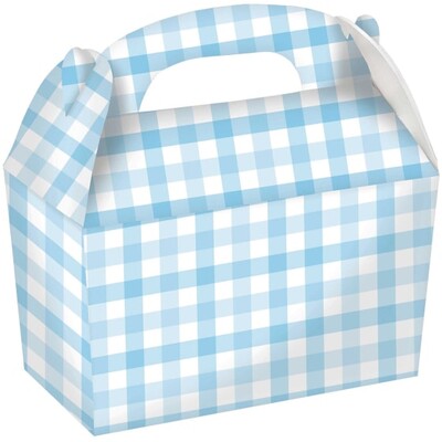 Pastel Blue Gingham Gable Party Boxes Pk 4