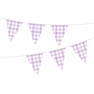 Pastel Purple Gingham Paper Bunting Banner 3.9m