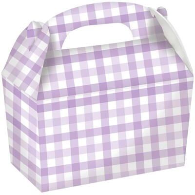 Pastel Purple Gingham Gable Party Boxes Pk 4