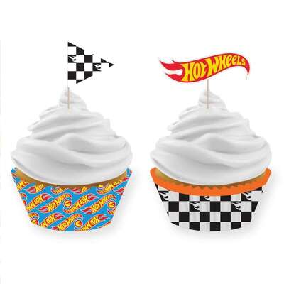Hot Wheels Cupcake Cases & Picks Decorating Kit (48 Pc)