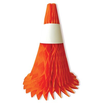 Orange Construction Witches Hats Honeycomb Decorations (Pk 3)