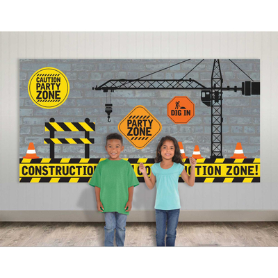 Construction Party Zone Scene Setter Backdrop 160 x 82cm