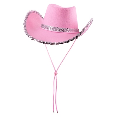 Pink Cowboy Hat with Silver Sequins