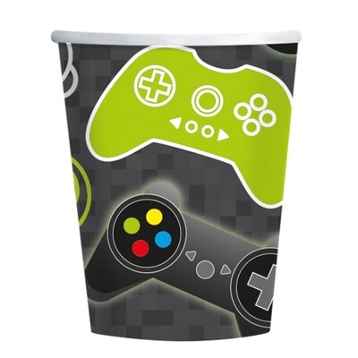 Level Up Gamer Gaming Paper Cups 266ml Pk 8 9oz