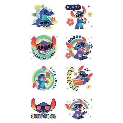 Lilo & Stitch Temporary Tattoos Pk 8 1 Sheet