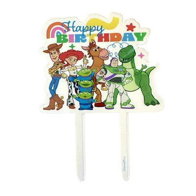 Toy Story Acrylic Happy Birthday Cake Topper | 14cm Reusable Party Cake Decoration