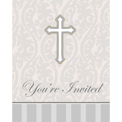 Christening Invitations & Envelopes (Devotion) Pk 8 