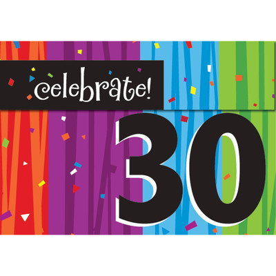 Milestone Celebrations 30 Invitations & Envelopes Pk 8