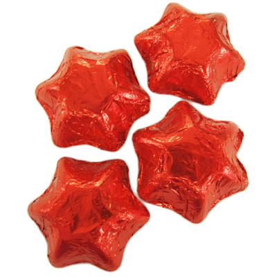 Red Foil Chocolate Stars 500g (approx 50 pieces) 