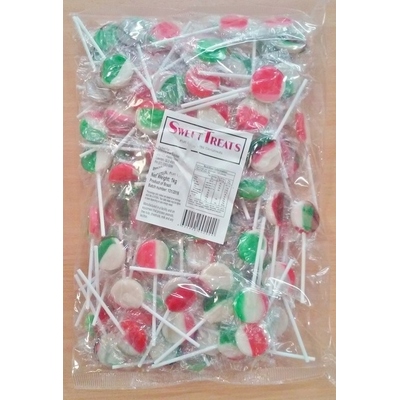 Christmas Mix Red, Green & White Flat Lollipops 1kg (Pk 125)