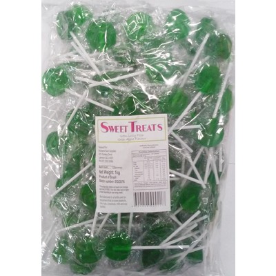 Green Apple Flavoured Flat Lollipops 1kg (Pk 125 Approx.)