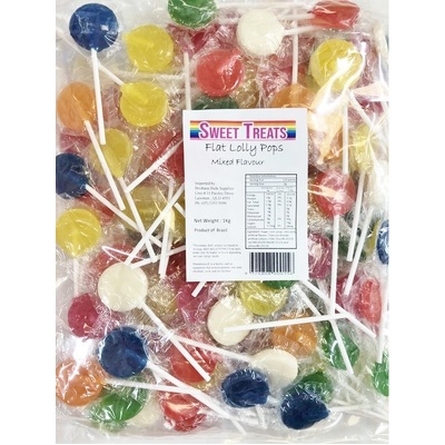 Mixed Flat Lollipops 1kg (Pk 125) 