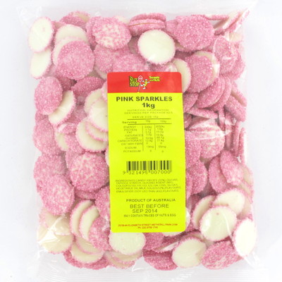 White Chocolate Sparkles (Pink) 1kg Pk 1 