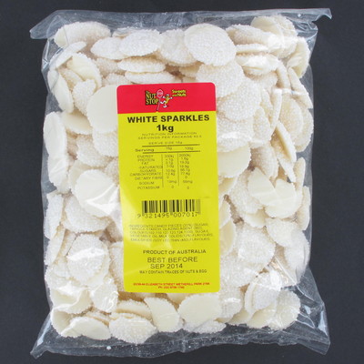 White Chocolate Sparkles (White) 1kg Pk 1 