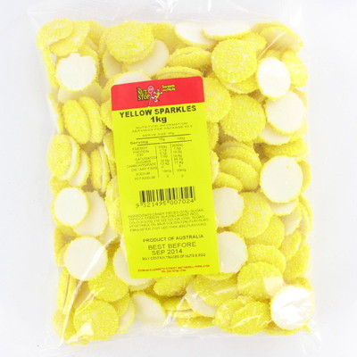 White Chocolate Sparkles (Yellow) 1kg Pk 1 