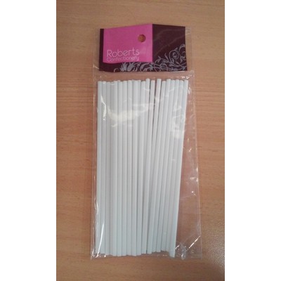 White Lollipop Sticks 150mm Pk 25 