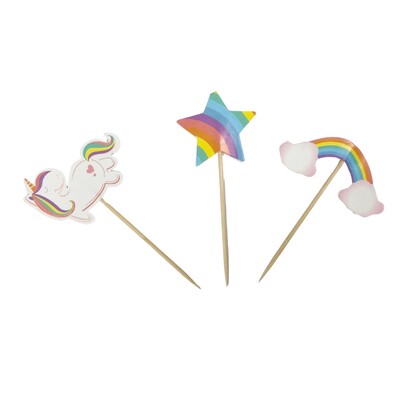 Unicorn & Rainbows Cupcake Topper Picks Pk 24