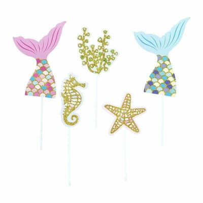 Mermaid Cake Topper Pick Set Pk 5