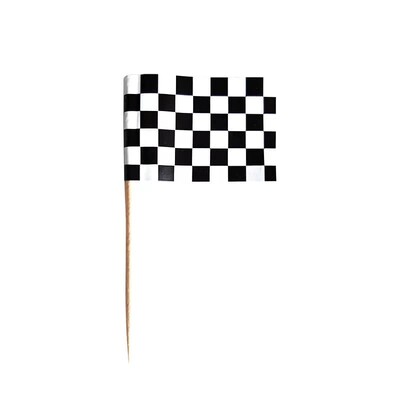 Black & White Checkered Racing Flag Picks Pk 24 Cupcake Toppers
