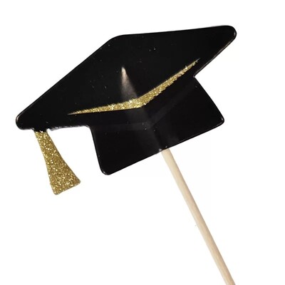 Graduation Cap Cupcake Topper Food Picks Pk 8
