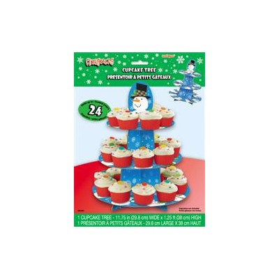 Christmas Snowman Cupcake Stand for 24 Cupcakes Pk1