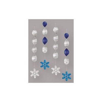 Hanging Foil Christmas Snowflake Decorations Pk4