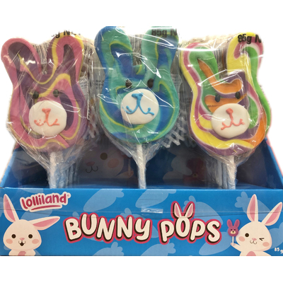 Assorted Colour Easter Bunny Mega Pop Lollipop 85gm (Pk 18)