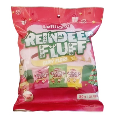 Christmas Reindeer Fluff Fairy Floss (Pk 10 x 8g Bag)