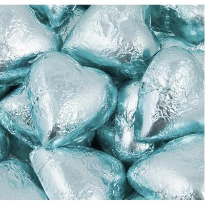 Wrapped Chocolate Hearts Light Blue 500g