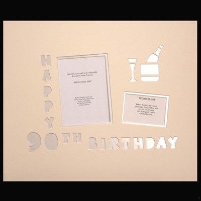 Signature Mat Happy Birthday 90 Silver Pk1 
