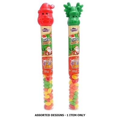 Christmas Santa or Reindeer Jelly Bean Tube 80g Pk 1