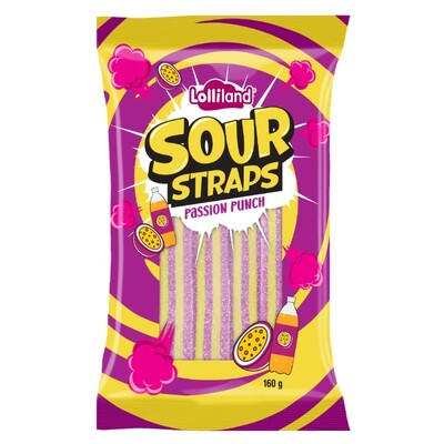 Passion Punch Sour Straps Lollies 160gm