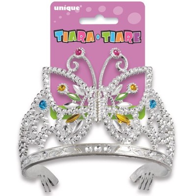 Silver Butterfly Glam Plastic Tiara Pk 1
