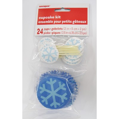 Snowflake Cupcake Cases With Toppers Pk 24