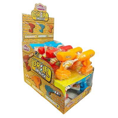 Drill Dip & Lick Novelty Lollipop Assorted Flavours Pk 12