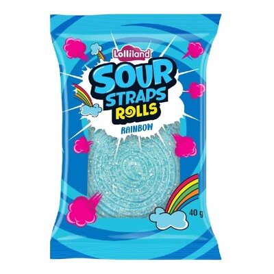 Lolliland Rainbow Sour Strap Roll 40g | Fruity Sour Rainbow Candy