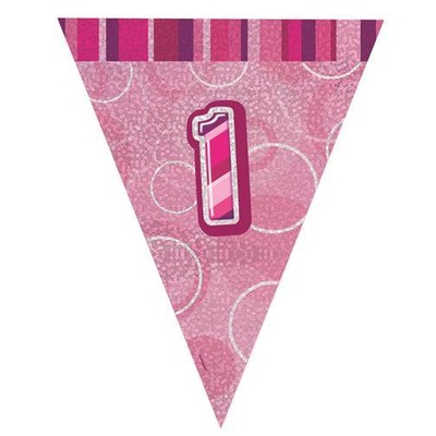 Glitz Pink 1st Flag Banner (2.74m) Pk 1
