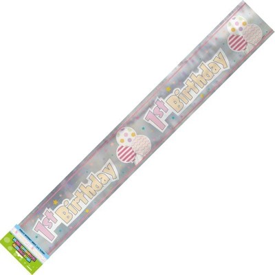 Girl 1st Birthday Foil Banner (3.65m) Pk 1