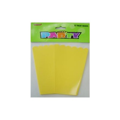 Yellow Cardboard Party Treat Boxes Pk 8