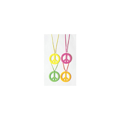 Neon Peace Sign Necklace (Assorted Colours) Pk 1 