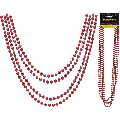 Red Bead Necklace (32in) Pk 4 