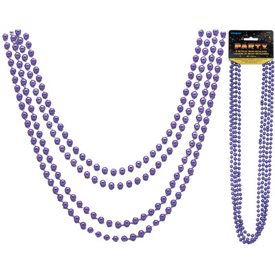 Purple Bead Necklace (32in) Pk 4 