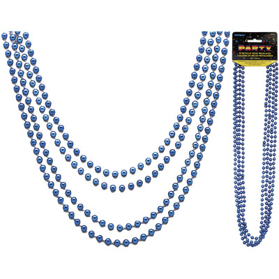 Blue Bead Necklaces (32in) Pk 4