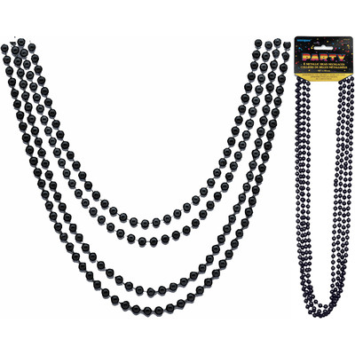 Black Bead Necklace (32in) Pk 4 